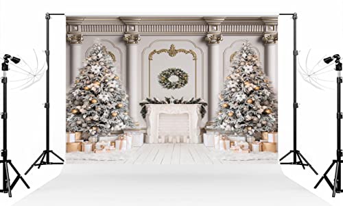 Toile de fond de sapin de Noël Kate blanc pour décoration d'intérieur et photo