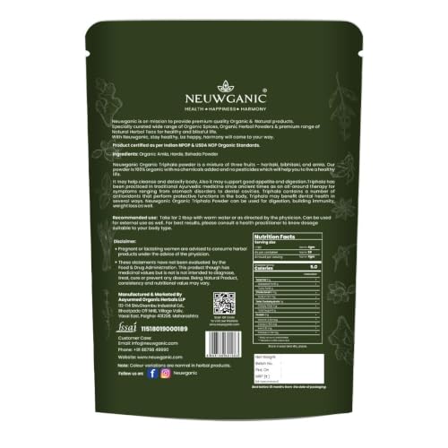 Image of Organic Triphala Powder - 200 Gm - India Organic and USDA Certified - Triphala Churna Powder - Quick Acidity & Gas Relief - Pack of 3