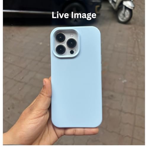 Image of Liquid Silicone Case Compatible for iPhone 15 Pro Light Blue | Slim Back Cover | Soft Touch Bumper | Shockproof Drop Protection | Microfiber Cloth Inside | Sleek Solid Design