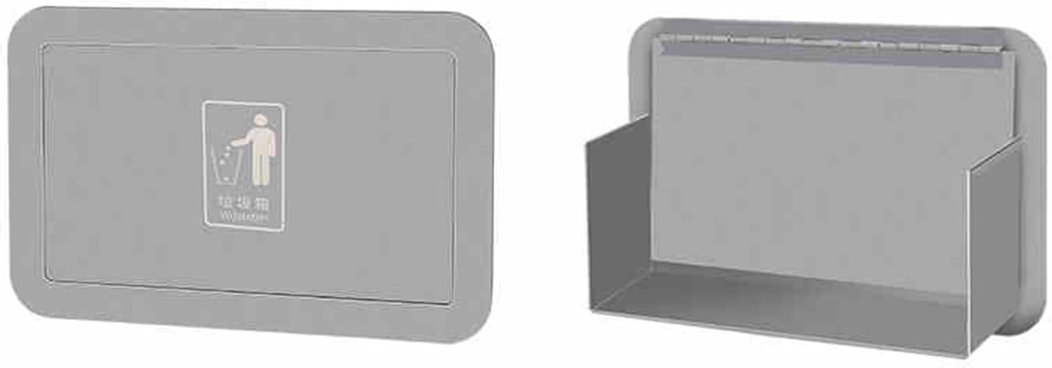 Square Built-In Cabinet Trash Can Lid, Kitchen Countertop Garbage Can Cover, Commerical Side Mount Trash Chute Lid, Stainless Steel Embedded Push Cover,Gray