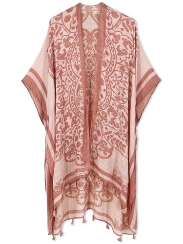 Image of Spicy Sandia Kimonos for Women Floral Beach Cover Up Loose Swimsuit Bathing Suit Coverup Cardigan for Summer Swimwear