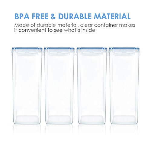 Vtopmart Extra Large Tall Airtight Food Storage Containers 4 Pieces 5.9Qt / 6.5L-Plastic Pba Free Kitchen Pantry Storage Containers For Spaghetti, Flour And Baking Supplies - Include 24 Labels, Blue #TOP2