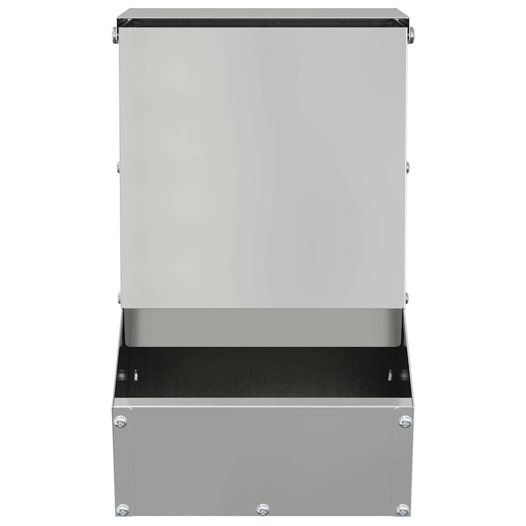Kaninchenfütterer Silber verzinkter Stahl 17,5 x 26 x 28,5 cm Futterautomat mit Haken wetterfest für Innen Außen Futterstation Futterspender und Trinkbrunnen für frische Fütterung