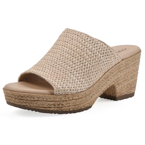 CLIFFS BY WHITE MOUNTAIN Women's Biando Platform Raffia Slide Sandal