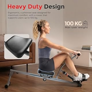 Sunny Health & Fitness SF-RW1205 Rowing Machine Rower w/ 12 Level Adjustable Resistance, Digital Monitor and 100 KG Max Weight