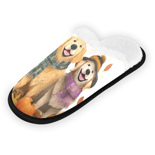 Pumpkin Dog Yellow Autumn Slippers For Women Men Soft Memory Foam Non-Slip Hallowmas Winter Indoor House Shoes Travel Slipper2