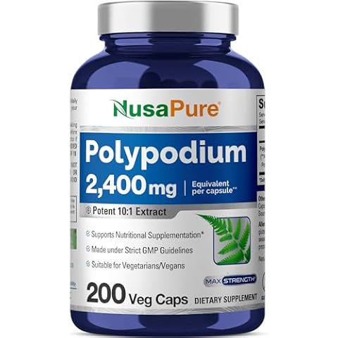 NusaPure Polypodium Leucotomos Extract 2400mg 200 Veggie Capsules (Vegetarian, Non-GMO, Vegan) Cover