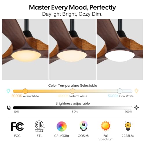 Image of 36 inch Small Ceiling Fan with Light and Remote, Modern Farmhouse style
