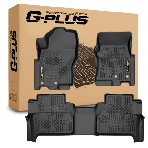 G-PLUS Floor Mats 3PCS Fit For Nissan Frontier 2022 2023 2024 2025 Crew Cab(Only For 2nd Row with Under-Seat Storage,Not Fit King Cab), TPE All Weather Full Protection Front & 2nd Row Car Fl