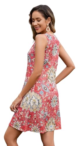 Image of Ladlop Summer Dresses for Women 2026 Beach Loose Casual A Line Dress Sleeveless V-Neck Sundress with Pockets