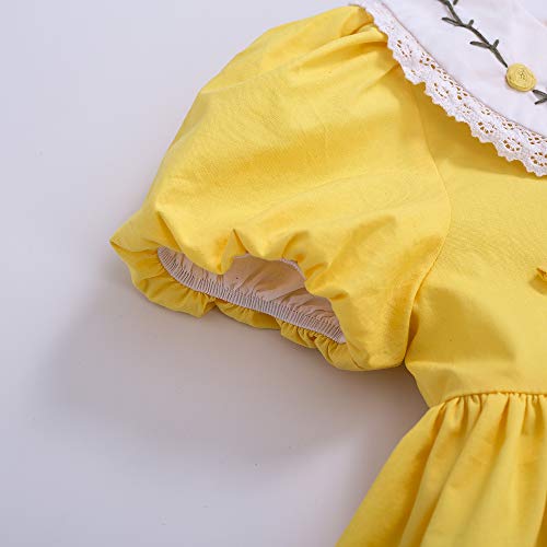 Pettigirl Girls Elegant Easter Summer Yellow Ruffle Lace Short Sleeve Casual Clothes Kids Toddler Lovely Festival Dress4