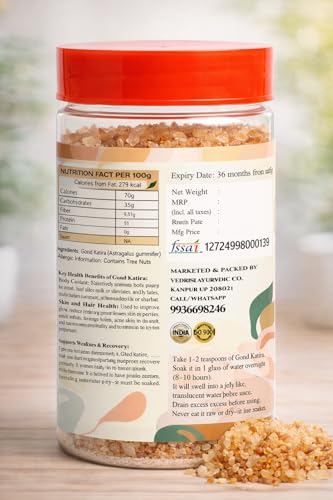 Image of Vangam Gond Katira Pure 150g- Edible Gum | Boosts Energy & Digestion Almond Gum | High Cooling Properties | Tragacanth Gum | Natural Superfood & Summer Drinks