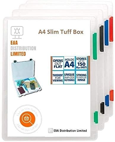 A4 Slim Clear Tuff Storage Box Multi-Purpose Organiser Utility Files by E&A Distribution Limited Pack of 3