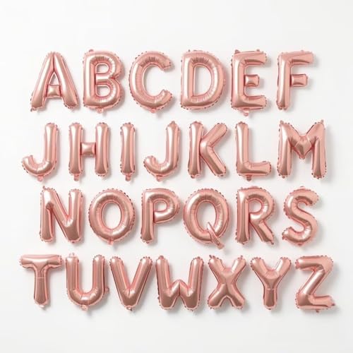 Vthoviwa Ballon Lettre A-Z Alu 26 Alphabet Ballon Rose Or Décorations Fête. Personnalisé Décos Party Ballon ABCDEFGHIJKLMNOPQRSTUVWXYZ 16 Pouce
