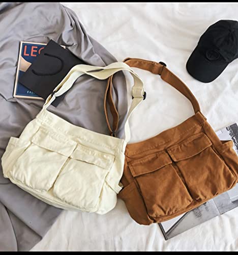 Image of Women Shoulder Bags Canvas Tote Bag Handbag Large Hobo with Pockets Work Bags for Women and Men