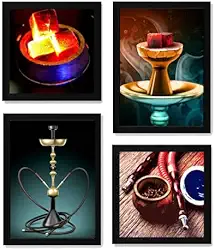 Generico - Kit 4 Quadros Decoração Tabacaria Loja Narguilés