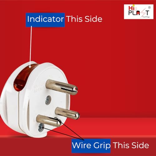 Image of HI-PLASST (Pack of 1) 6a 3 Pin Plug top 240v with Led Indicator for products like LED Tv,Music system,Computer,Printer,ETC.