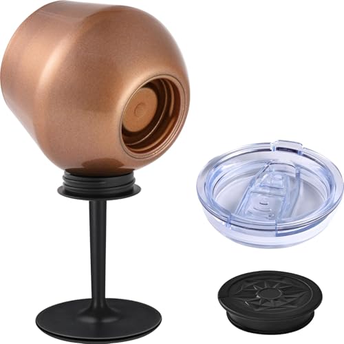Siyaluens 14oz Wine Glasses with Detachable Stem, Insulated Stainless Steel Wine Tumbler with Lid...
