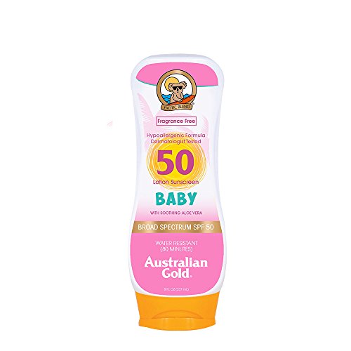 Australian Gold Sunscreen Lotion for Baby SPF 50, 8 Ounce | Non-Greasy | Broad Spectrum | Water Resistant