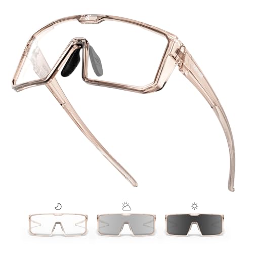 KAPVOE Lunette de Cyclisme Photochromiques Homme Femmes Velo Route Soleil Sport VTT Course a Pied Base-ball Golf Protection UV400 K232