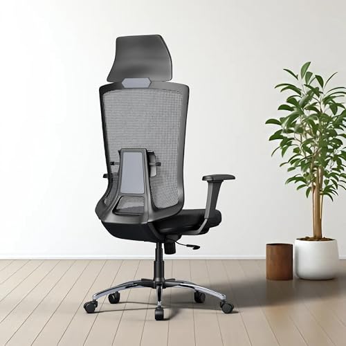 Image of FUGO FG410 High-Back Ergonomic Office Chair-Executive Computer Chair with Adjustable Headrest, Armrests, Lumbar Support, Breathable Mesh, 360 Swivel, Recline Function, and Heavy-Duty Base (Black)