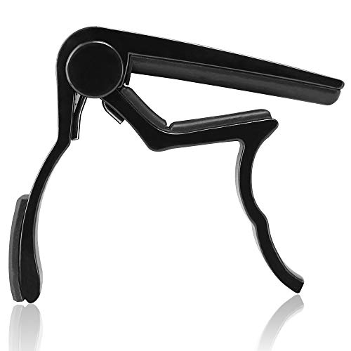 Guitar Capo for Acoustic & Electric Guitars, 2-Pack Metal Black Guitar Capo & Rosewood Guitar Capo, One-hand Adjustable Capo Clamp, 2 Pack (Rosewood+Black)