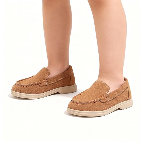 Image of SOFMUO Toddler Boys Girls Loafers Slip On Little Kids Oxford Dress Flats Casual Boat Shoes School Uniform Moccasin Daily Walking Shoes