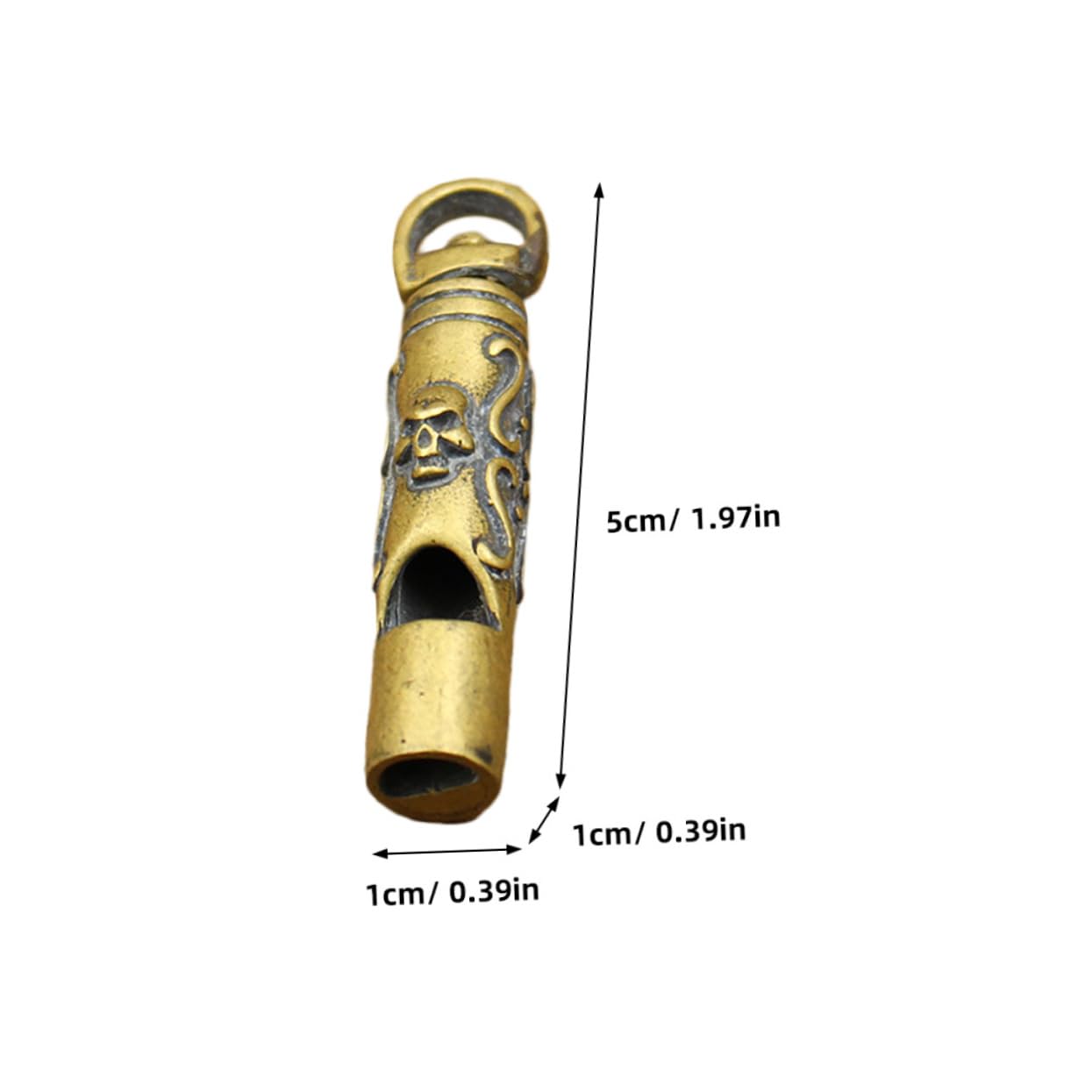 BRIGHTFUFU Portable Copper Whistle Keychain Decorative Hiking Whistle with Skull Pattern Resistant for Outdoor Activities and Referee Use