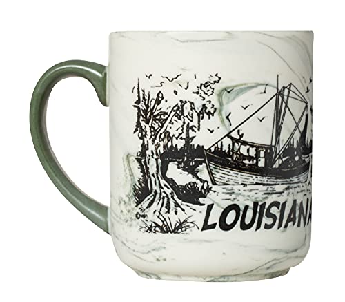 Taza de café con diseño Bayou verde de cerámica