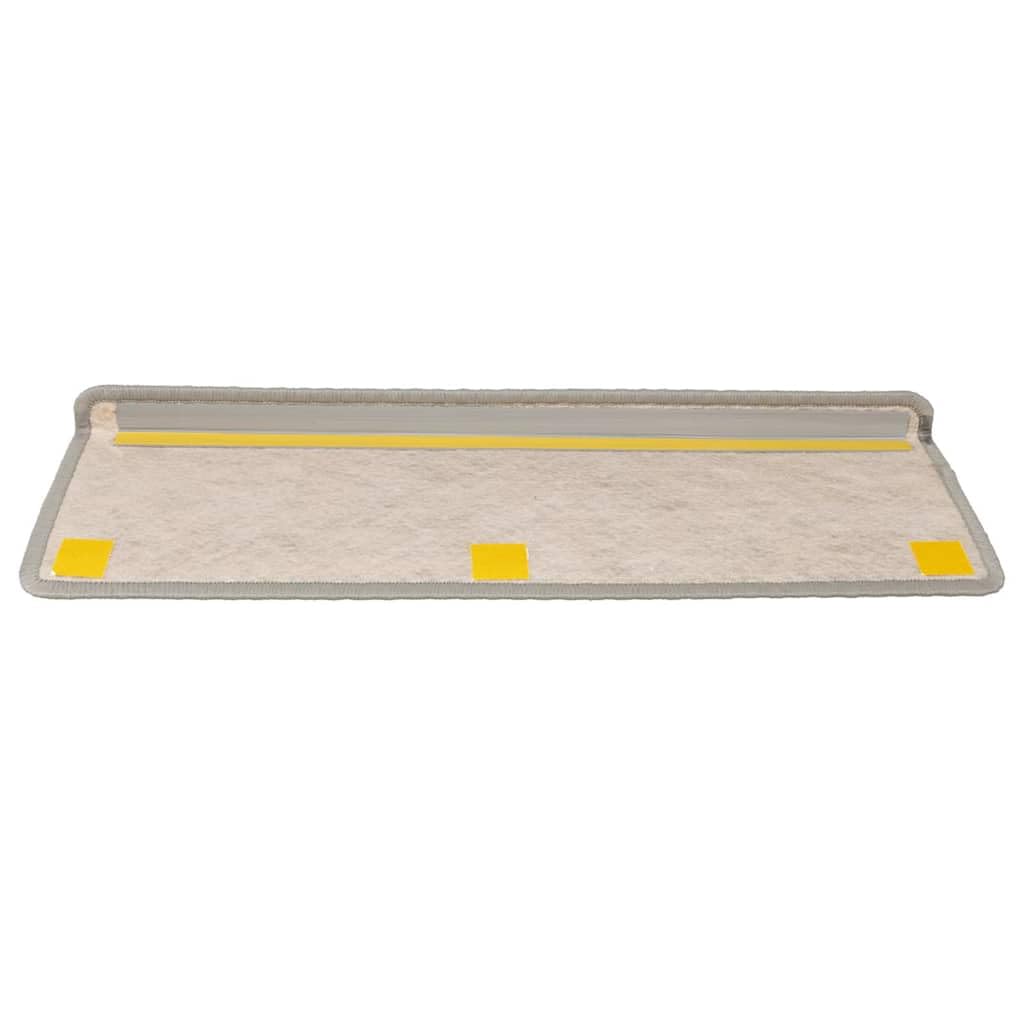 Samoprzylepne maty na schody 15 szt. wygląd sizalu 65 x 21 x 4 cm srebrne