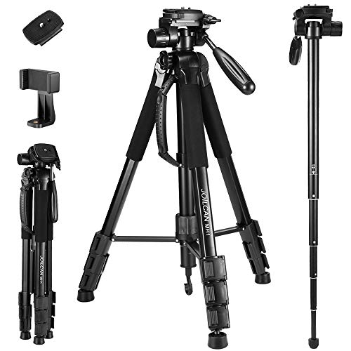 72-Inch Camera Tripod, Aluminum Tripod & Monopod for DSLR Cameras, Phone Mount
