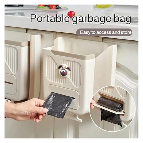 Caneca de basura colgante plegable para cocina 7L beige miniatura 6