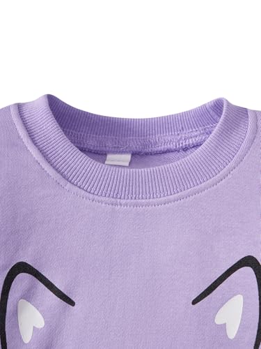 Image of Little Girls Unicorn Outfits 2 Piece Kids Ruffle Sleeve Sweatshirt + Leggings Fall Leopard Clothing Sets 2-10 Years