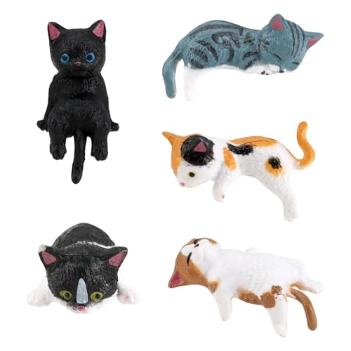 Nextpal 5 Pcs Cat Car Accessories, Dashboard Decorations Cute Resin Figurines Set with Adhesive Pads for Rearview Mirror Ornament, Dashboard Decoration Universal for Most Vehicles