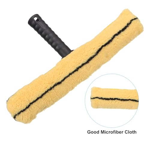 Image of MECCANIXITY Microfiber Scrubber Cleaning Tool with Black Handle for Window Glass Marble Wall Home Bathroom, Yellow
