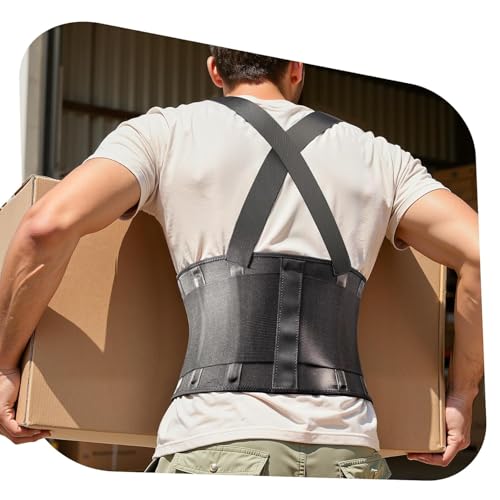 Medical-Grade Work Back Brace with Adjustable Shoulder Straps [Stronger Support & Breathable Mesh] Lower Back Support Belt for Men Women - Pain Relief for Lifting, Warehouse, Construction & Moving