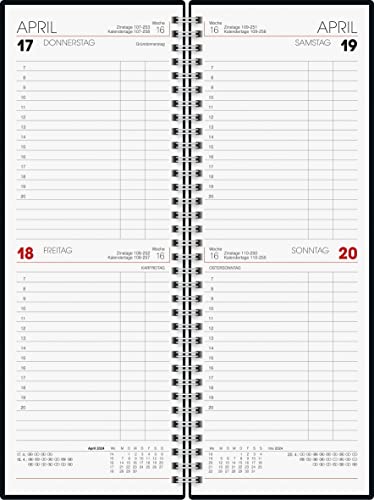 BRUNNEN Daily calendar model 784 2024, 1 page = 2 days, sheet size 10.8 x 29.7 cm, black - Image 2