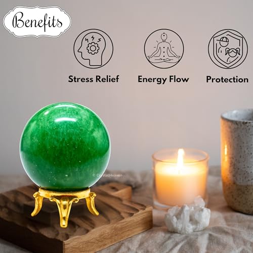 Image of Certified Green Strawberry Quartz Crystal Ball for Meditation - Premium Crystal Vastu Items for Home and Feng Shui Items for Good Luck - Ideal for Pooja Supplies and Spiritual Practices (1.5 inch Inch)