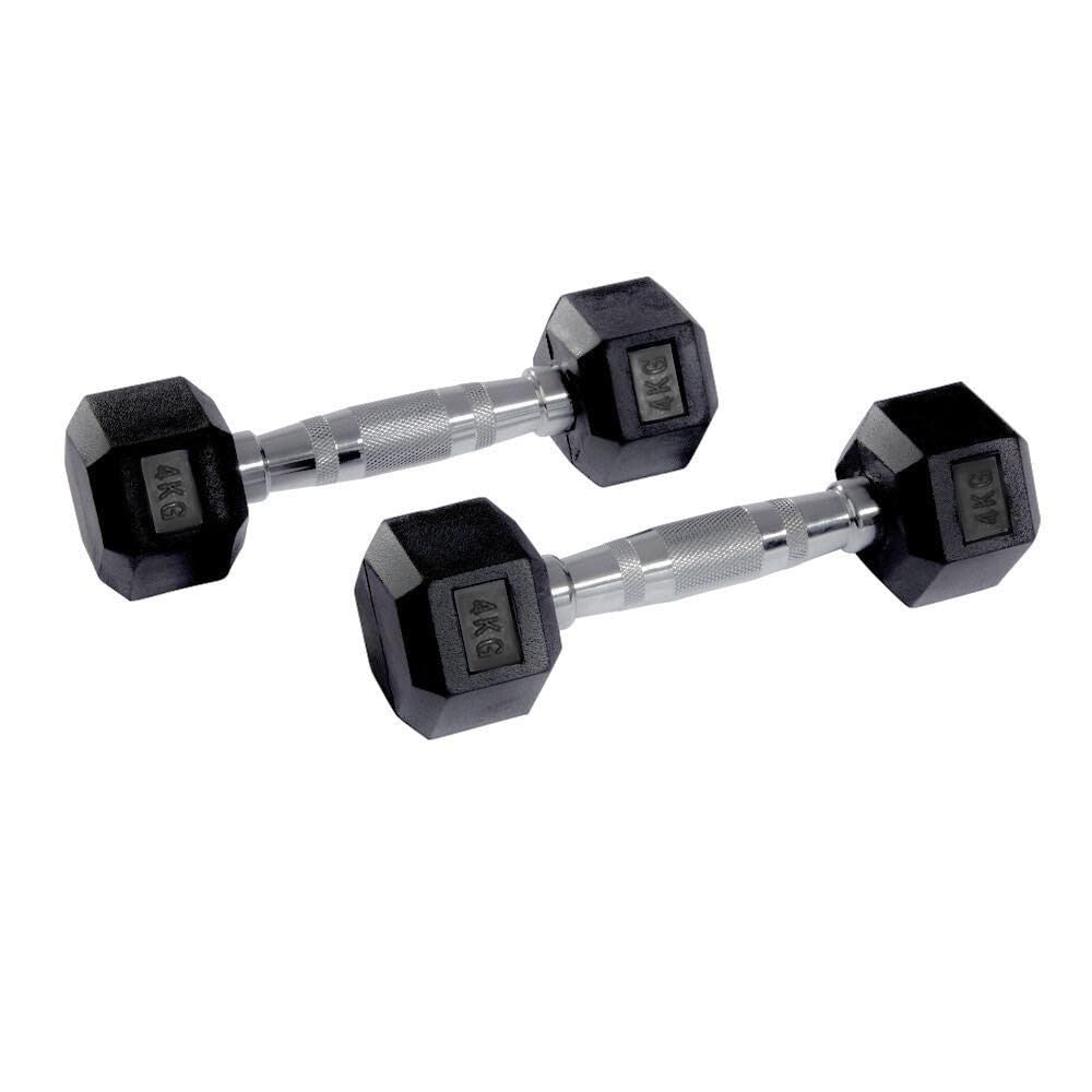 Equipped Gym - Weights Hex Dummbells Pairs. 4kg Cast Iron Gym Weights. Gym Equipment For Home And Commercial Use For Both Men And Women.Anti-Rolling Dumbbells for Weight Training