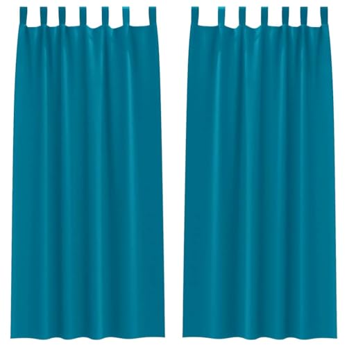 Rideaux occultants turquoise lot de 2 en polyester 225x140 cm pour salon
