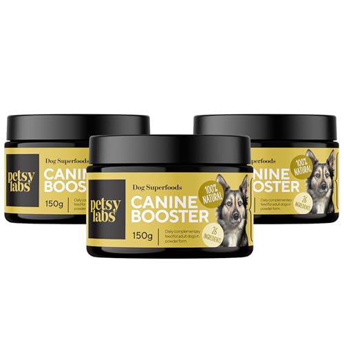 Petstile Canine Booster mit Grünlippmuschel-Extrakt für Hunde - Expertenformulierte Superfood-Mischung mit 26 Wirkstoffen - 150g Pulver