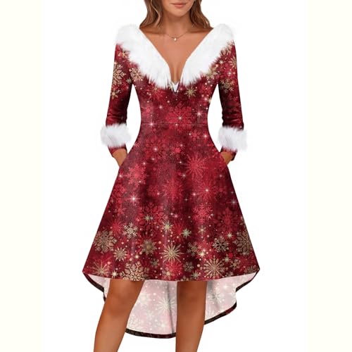 Weihnachtskleid Größe Weihnachtsbaum Wolle Christmas Costume Knielang Curvy Frauen Moderne Herbst Kleid Damen Elegant Weihnachten Lustig Glamour...