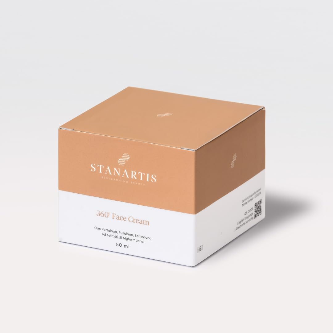 Stanartis Crema Viso Idratante 360 FACE CREAM con Astaxantina - Azione Antiossidante, Lenitiva, Detox Naturale, Adatta a Tutti i Tipi di Pelle - 50ml