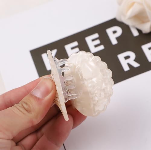 Pinza para cabello con diseño mármol en resina blanco miniatura 7