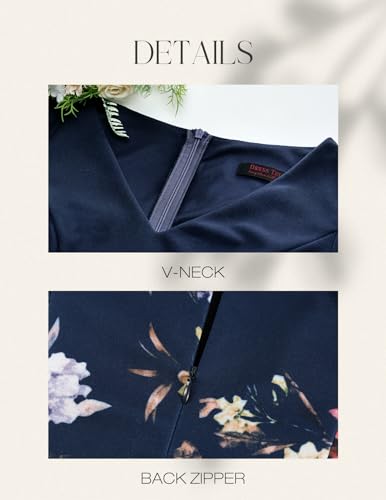 Image of DRESSTELLS Women's Cocktail Dress Summer Wedding Guest Party Vintage 3 /4 Bell Sleeve V Neck A-Line Dress