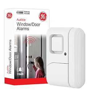 GE Personal Security Window/Door Alarm, DIY Home Protection, Burglar Alert, Magnetic Sensor, Off/Chime/Alarm, Easy Installation, Ideal for Home, Garage, Apartment, Dorm, RV and Office, 56789