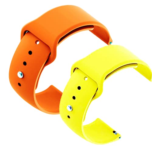 Image of YODI New Accessories Silicone 22MM Strap Belt Band for Smart Watch (Set of 2 Color) Combo Pack (Smart Watch NOT Included) (Orange-Yellow)