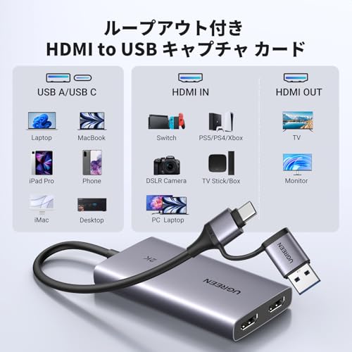 UGREEN - 2K@30Hz HDMI キャプチャーボード 25773 の評価 | SHOPSTAFF