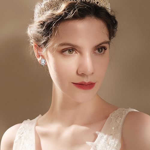 Jstyle 4 Pairs Silver Clip on Earrings for Women Elegant Rhinestone Clip on Earrings Dangle Drop for Brides Bridesmaids Non Pierced Earrings Set3