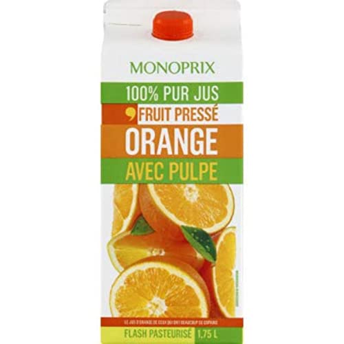 Monoprix Jus d'orange avec pulpe 100% pur jus - La brique de 1,75 l